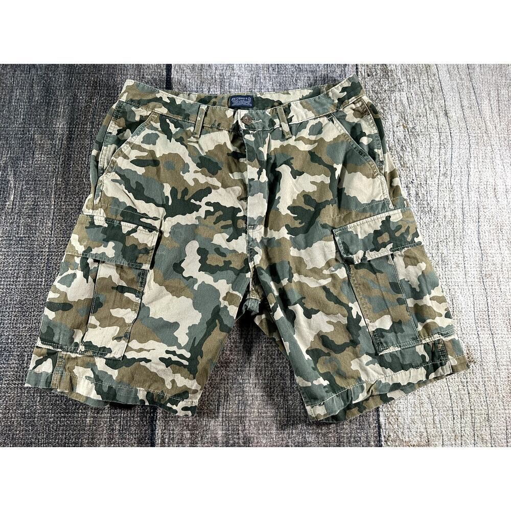 Levi's Strauss & Co Camo Cargo Shorts Men's Size 34 Secure Green 100% cotton